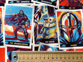 Star Wars The Mandalorian Trading Card Print, 100% Cotton Fabric, Multi